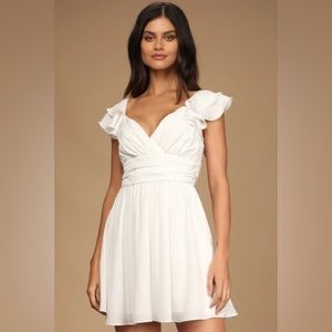 Lulu’s Daytime Darling White Ruffled Mini Dress